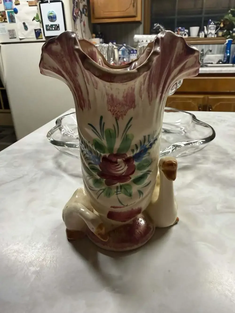 Vintage Hand-Painted Ceramic Duck Vase Made in Japan